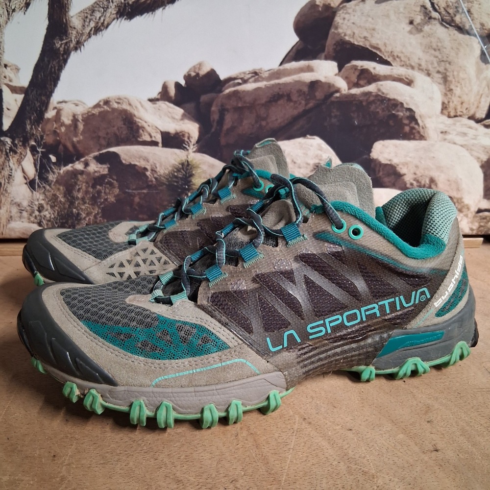 La Sportiva Bushido Womens Trail Running Shoes Grey Teal Mountain Sneakers Sz 9